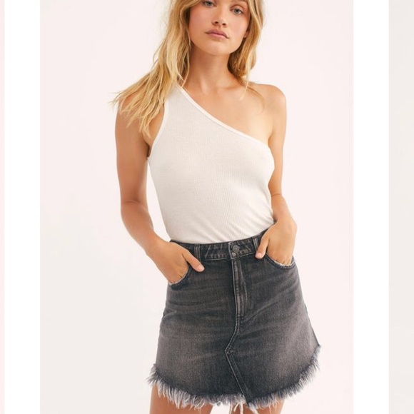 Free People Bailey Denim Mini Skirt in Maverick - Picture 2 of 11